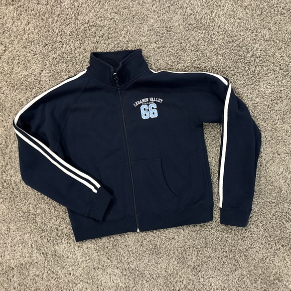 ouray Jackets & Blazers - Women’s navy blue Lebanon Valley College track jacket, size Medium
